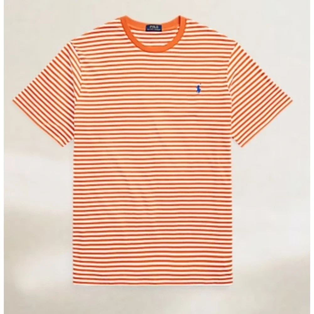 Polo Ralph Lauren Orange White Stripped Crew Neck T-Shirt Men's Size 3XLT NWT
